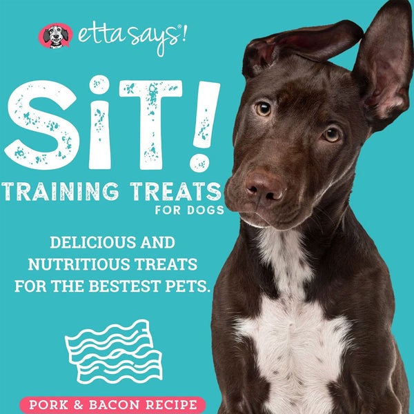 Etta Says! Sit! Training Treats for Dogs Bacon Flavor