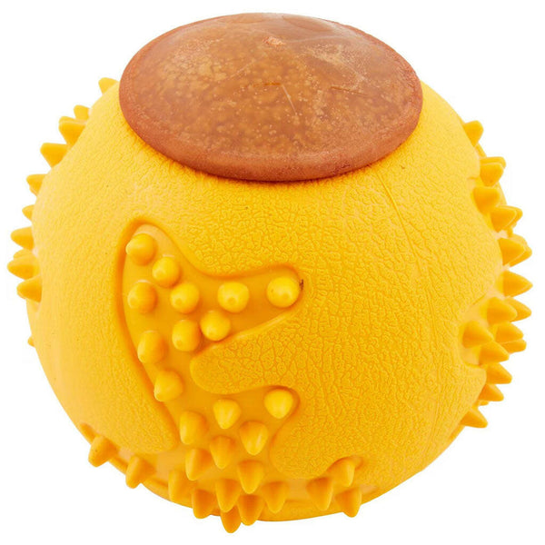 Starmark RubberTuff Dog Treat Ball Orange with treats