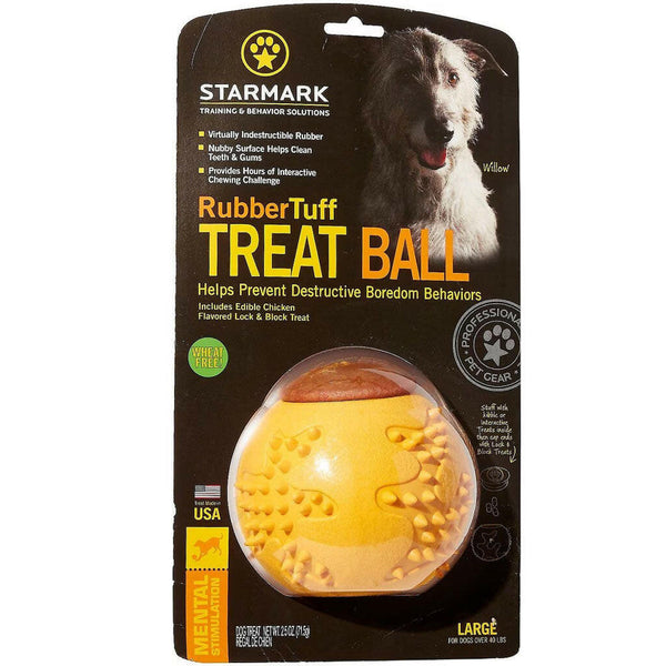 Starmark RubberTuff Dog Treat Ball Orange large