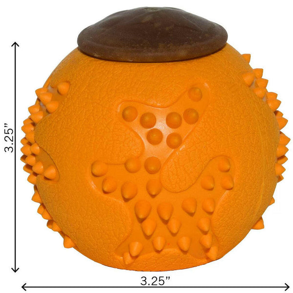 Starmark RubberTuff Dog Treat Ball Orange medium dimension