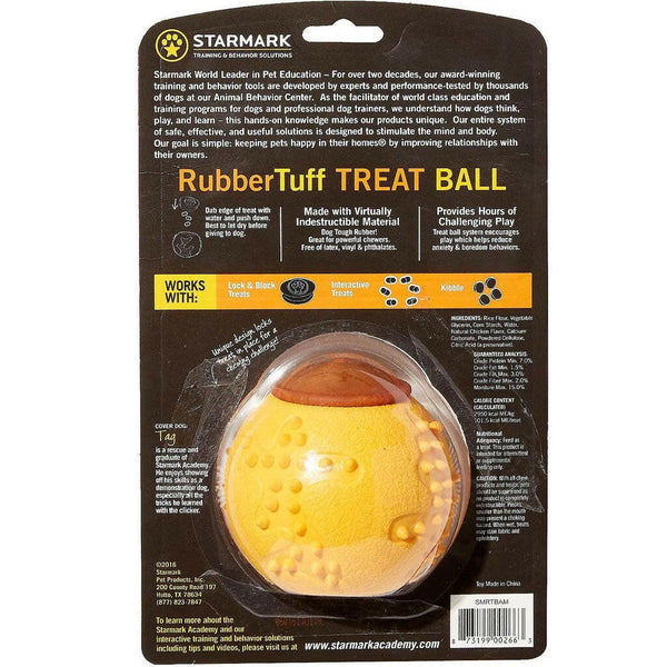 Starmark RubberTuff Dog Treat Ball Orange medium backside