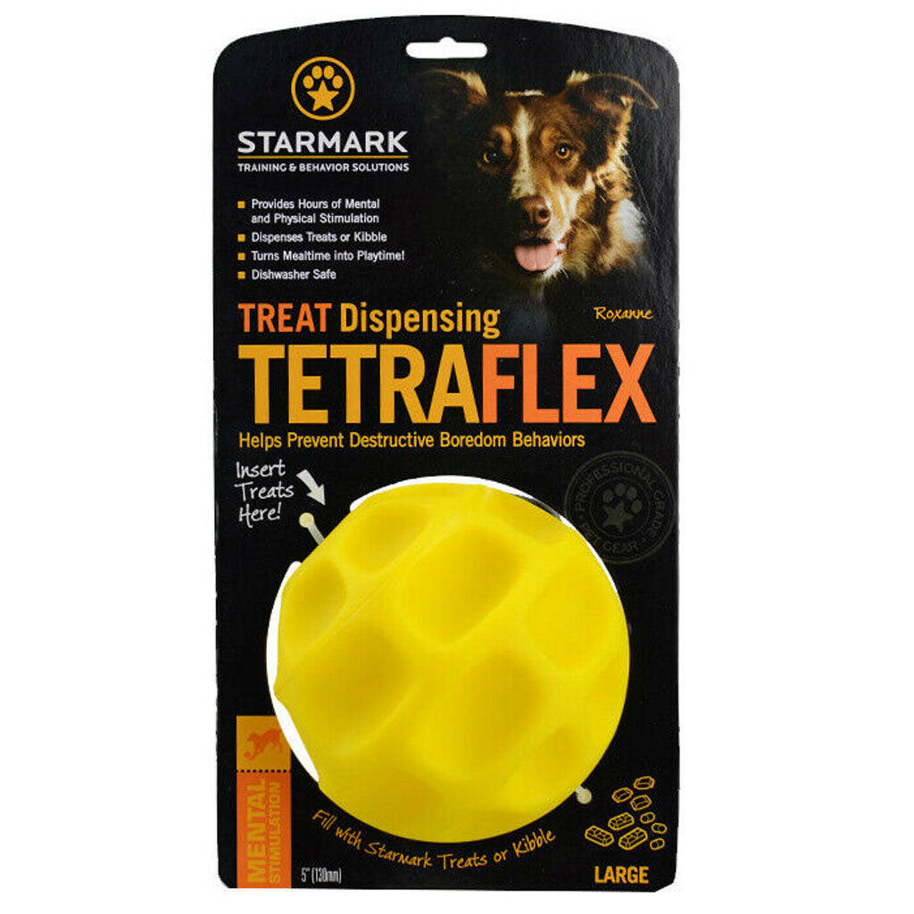 Starmark Treat Dispensing Tetraflex Dog Toy, Yellow, Large