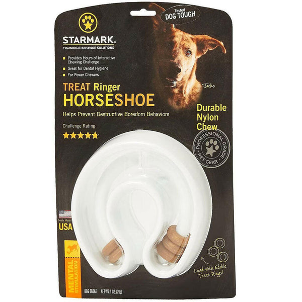 Starmark Treat Ringer Dog Toy Horseshoe, White, One Size