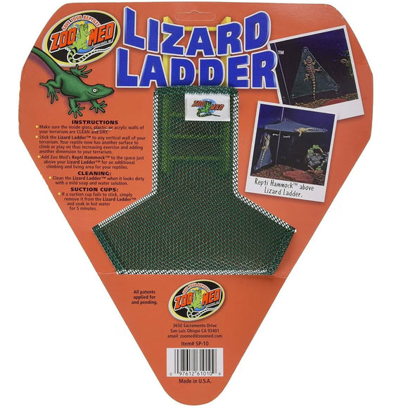 Zoo Med Lizard Ladder packaging with green ladder and branding on an orange background
