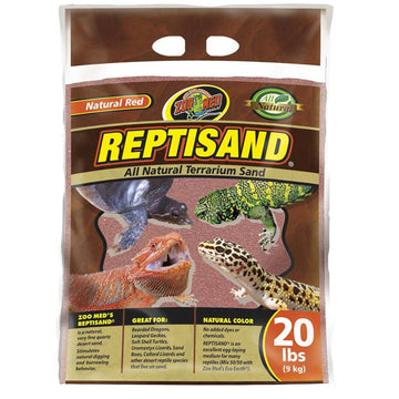 Package of Zoo Med Reptisand terrarium sand on a white background
