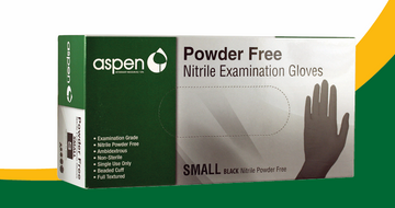 Aspen Powder Free Examination Gloves, Black