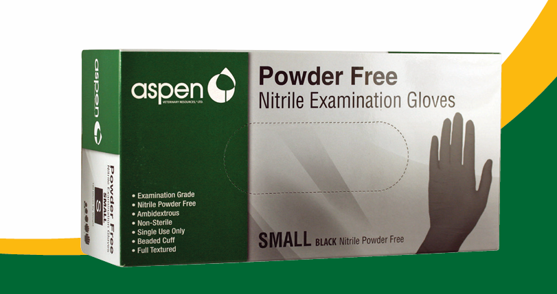 Aspen Powder Free Examination Gloves, Black (100 ct)