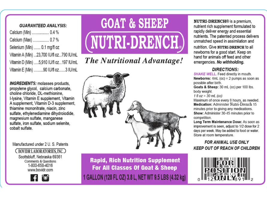 Bovidr Laboratories Nutri-Drench Supplement For Goat & Sheep - 0