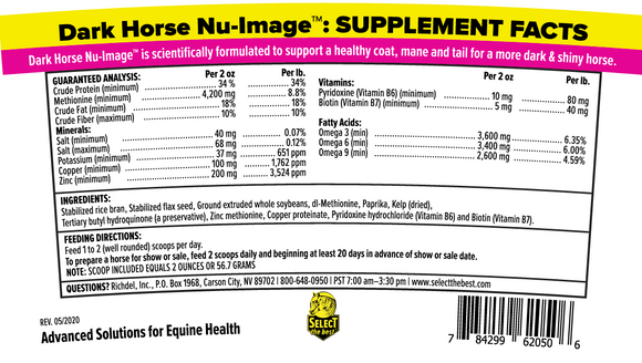 Select The Best Dark Horse Nu-Image Coat, Mane & Tail Support for Horses