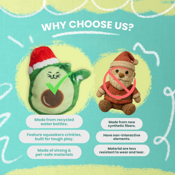 SnugArooz Avocato with Santa Hat w/ Catnip Cat Toy