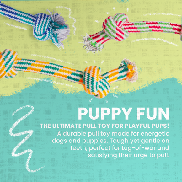 SnugArooz Puppy Fun Rope Dog Toy, Assorted Colors, 7"