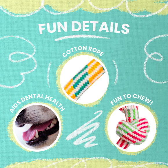 SnugArooz Puppy Fun Rope Dog Toy, Assorted Colors, 7"