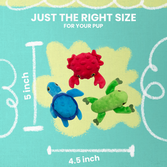 SnugArooz Lil Ocean Buddies Plush Dog Toys, Pack of 3