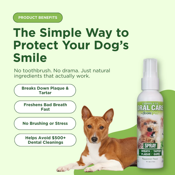 Adore Pet Complete Oral Care Spray Peppermint Flavor for Dogs & Cats, 4-oz