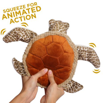 Tall Tails Animated Sea Turtle Plush Dog Toy with Moving Flippers