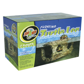 Box of a floating turtle log with Zoo Med logo on a white background