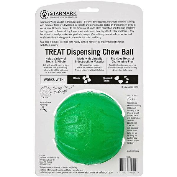 Starmark Treat Dispensing Chew Ball Tough Dog Toy large backside