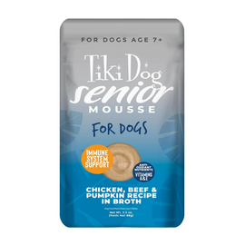 Tiki Dog Senior Mousse Chicken Beef & Pumpkin Recipe in Broth Wet Food for Dogs (3.5 oz x 12 pouches) - Dog Food 1