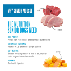 Tiki Dog Senior Mousse Chicken Beef & Pumpkin Recipe in Broth Wet Food for Dogs (3.5 oz x 12 pouches) - Dog Food 2