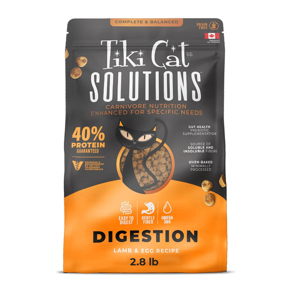 Tiki Cat Solutions Digestion Grain Free Lamb & Egg Dry Cat Food - 2.8 lb - Cat Food 1