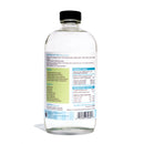 Clear bottle with black cap on a white background