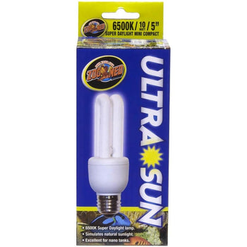 Zoo Med Ultra Sun Super Daylight Mini Compact Fluorescent Lamp, White, 10w 5"