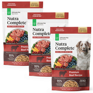Ultimate Pet Nutrition Nutra Complete Premium Beef Freeze-Dried Raw Dog Food (5 oz) - 3 pack