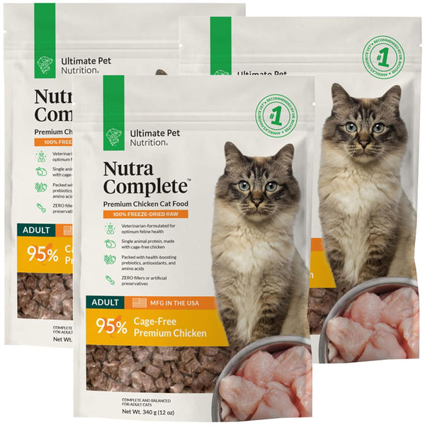 Ultimate Pet Nutrition Nutra Complete Premium Chicken Freeze-Dried Raw Cart Food, 12-oz, 3-pack