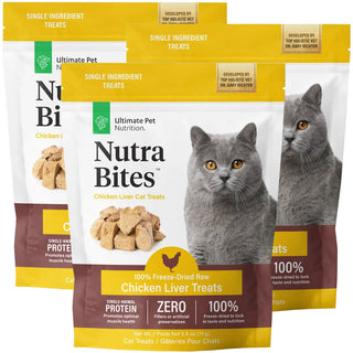 Ultimate Pet Nutrition Nutra Bites Freeze Dried Chicken Liver Cat Treats 3-pack