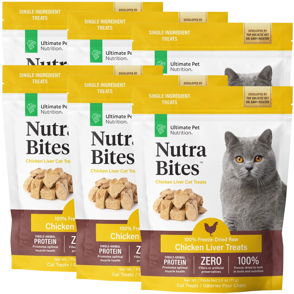 Ultimate Pet Nutrition Nutra Bites Freeze Dried Chicken Liver Cat Treats 6-pack