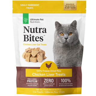 Ultimate Pet Nutrition Nutra Bites Freeze Dried Chicken Liver Cat Treats, 2.5-oz