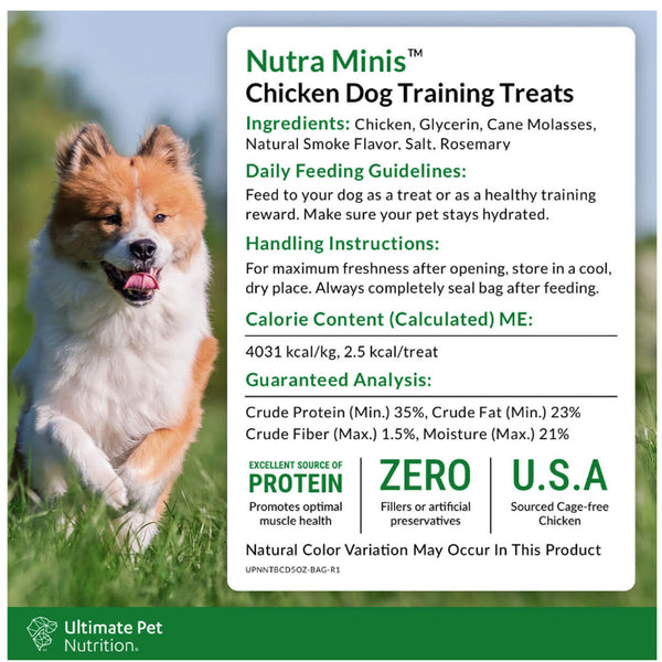 Ultimate Pet Nutrition Nutra Minis Air-Dried Chicken Dog Training Treats Ingredients