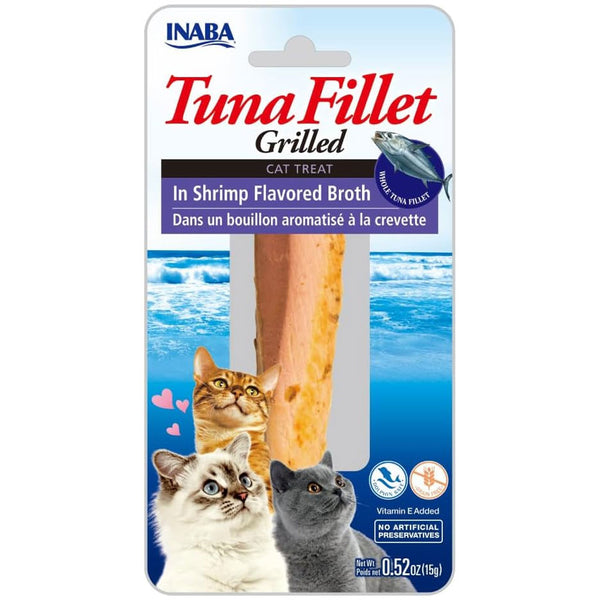 Inaba Grilled Tuna Fillet in Shrimp Flavored Broth Cat Treat, 0.52-oz