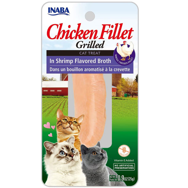 Inaba Grilled Chicken Fillet in Shrimp Flavored Broth Cat Treat, 0.52-oz