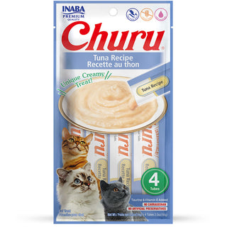 Inaba Churu Tuna Puree Grain-Free Lickable Treat for Cats, 0.5-oz x 4-tubes