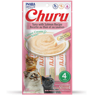 Inaba Churu Tuna with Salmon Puree Grain-Free Lickable Treat for Cats, 0.5-oz x 4-tubes