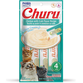 Inaba Churu Chicken with Crab Puree Grain-Free Lickable Treat for Cats, 0.5-oz x 4-tubes