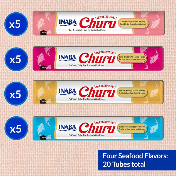 Inaba Churu Seafood Variety Pack Grain-Free Lickable Treat for Cats 