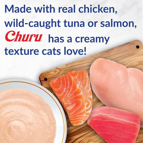 Inaba Churu Tuna with Bonito Flakes Puree Grain-Free Lickable Treat for Cats