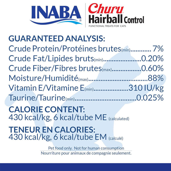 Inaba Churu Hairball Control Chicken Recipe Puree Grain-Free Lickable Treat for Cats