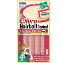 Inaba Churu Hairball Control Chicken Recipe Puree Grain-Free Lickable Treat for Cats, 0.5-oz x 4-tubes