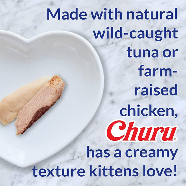 Inaba Churu for Kittens Chicken Recipe Puree Grain-Free Lickable Treat for Cats