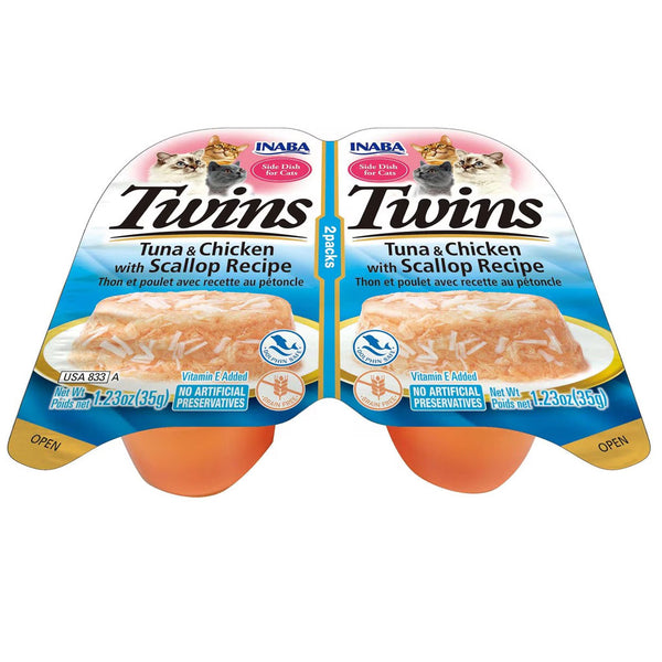 Inaba Twins Tuna & Chicken with Scallop Recipe Grain-Free Cat Food, 1.23-oz