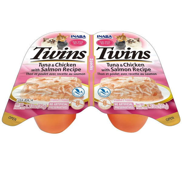 Inaba Twins Tuna & Chicken with Salmon Recipe Grain-Free Cat Food, 1.23-oz