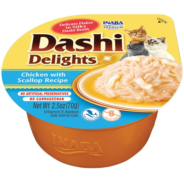 Inaba Dashi Delights Chicken with Scallop Recipe in Broth Cat Food, 2.5-oz pack of 1