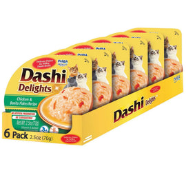 Inaba Dashi Delights Chicken & Bonito Flakes Recipe in Broth Cat Food, 2.5-oz, pack of 6