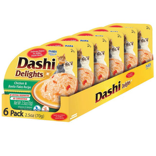 Inaba Dashi Delights Chicken & Bonito Flakes Recipe in Broth Cat Food, 2.5-oz, pack of 6