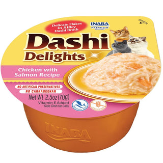 Inaba Dashi Delights Chicken with Salmon Recipe in Broth Cat Food, 2.5-oz