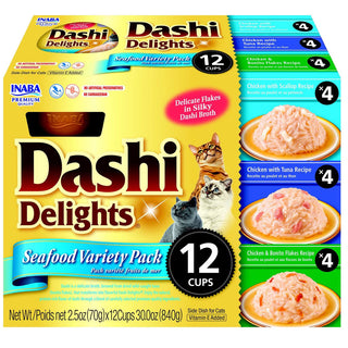 Inaba Dashi Delights Seafood Variety Pack in Broth Cat Food, 2.5-oz, pack of 12