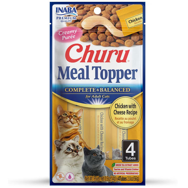 Inaba Churu Meal Topper Chicken with Cheese Recipe Cat Food, 0.5-oz x 4-tubes